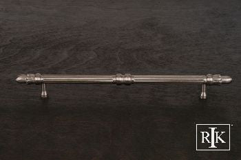 RKI CP-861-P: 8" cc Lined Rod Cabinet Pull w/Petals at End - Pewter