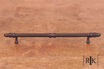 RKI CP-861-RB: 8" cc Lined Rod Cabinet Pull w/Petals at End - Oil Rubbed Bronze