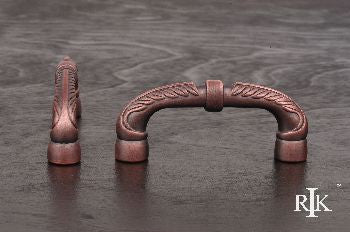 RKI CP-862-DC: 3" cc Bow Cabinet Pull w/Petals And Solid Line - Distressed Copper