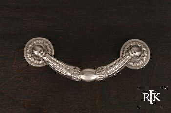 RKI CP-864-P: 3" cc Ornate Drop Bail Cabinet Pull w/Petal Bases - Pewter
