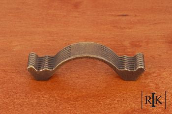 RKI CP-870-AE: 3" cc Wavy Contoured Cabinet Pull w/Lines - Antique English