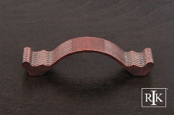RKI CP-871-DC: 3-1/2" cc Wavy Contoured Cabinet Pull w/Lines - Distressed Copper