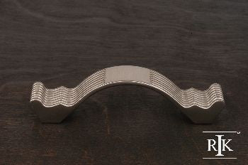 RKI CP-871-P: 3-1/2" cc Wavy Contoured Cabinet Pull w/Lines - Pewter