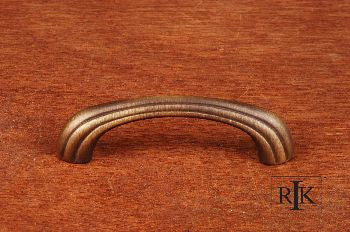 RKI CP-92-AE: 3" cc Contoured Lines Bow Cabinet Pull - Antique English