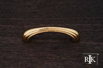 RKI CP-92-B: 3" cc Contoured Lines Bow Cabinet Pull - Polished Brass