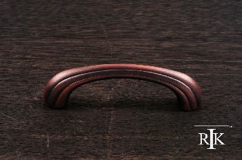 RKI CP-92-DC: 3" cc Contoured Lines Bow Cabinet Pull - Distressed Copper