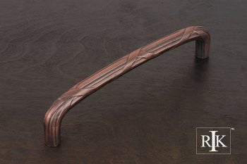 RKI PH-4857-DC: 12" cc Lines And Crosses Appliance Pull - Distressed Copper