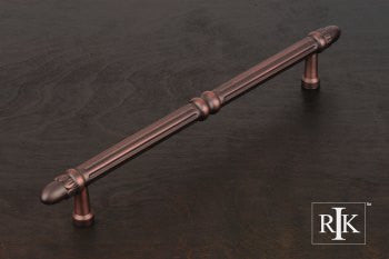 RKI PH-4861-DC: 12" cc Lined Rod Appliance Pull w/Petals at End - Distressed Copper
