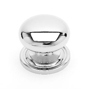 RKI CK-3216-ATPN: 1-1/2" Solid Plain Cabinet Knob w/Backplate - Polished Nickel