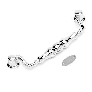 RKI CP-3704-PN: 5" cc Beaded Middle Drop Bail Cabinet Pull - Polished Nickel