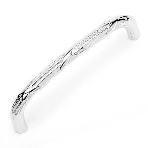 RKI CP-857-PN: 5" cc Lines And Crosses Cabinet Pull - Polished Nickel