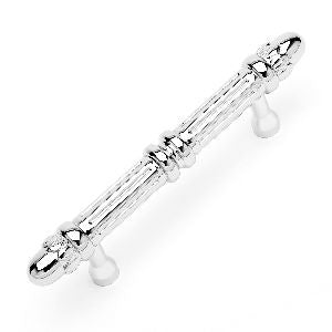 RKI CP-859-PN: 3" cc Lined Rod Cabinet Pull w/Petals at End - Polished Nickel