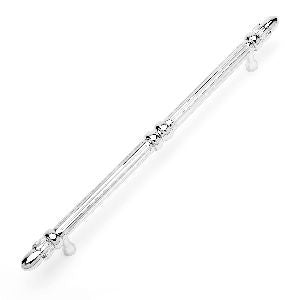 RKI CP-861-PN: 8" cc Lined Rod Cabinet Pull w/Petals at End - Polished Nickel