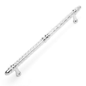 RKI PH-4861-PN: 12" cc Lined Rod Appliance Pull w/Petals at End - Polished Nickel