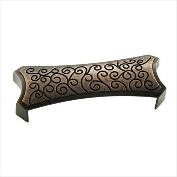 RKI CF-915-BE: 3" cc Rectangular Circle Edge Cup Cabinet Pull - Brushed English
