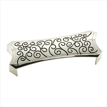 RKI CF-915-PNB: 3" cc Rectangular Circle Edge Cup Cabinet Pull - Polished Nickel/Black