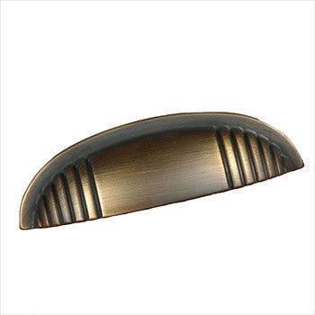 RKI CF-983-AE: 4" cc Ridges at Edge Cup Cabinet Pull - Antique English