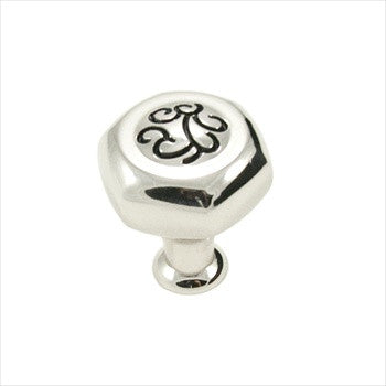 RKI CK-115-PNB: 30mm Palermo Hexagon Cabinet Knob - Polished Nickel/Black