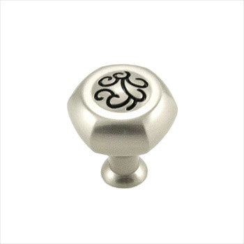 RKI CK-115-SNB: 30mm Palermo Hexagon Cabinet Knob - Satin Nickel/Black