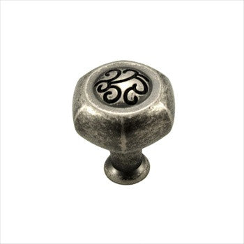 RKI CK-115-WN: 30mm Palermo Hexagon Cabinet Knob - Weathered Nickel