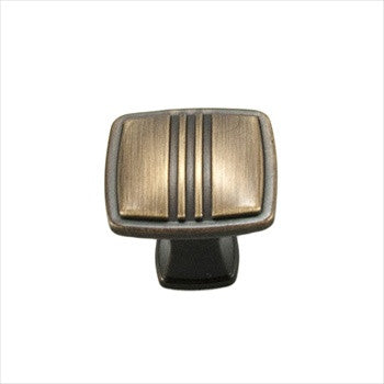 RKI CK-161-BE: 1 1/4" Square Cabinet Knob w/Middle Lines - Brushed English