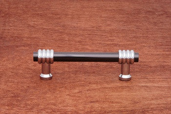 RKI CP-36-CN: 3" cc Two Tone Swirl Round Bar Cabinet Pull - Black Nickel/Polished Chrome