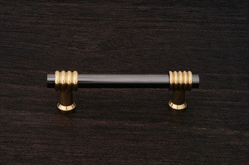 RKI CP-36-NB: 3" cc Two Tone Swirl Round Bar Cabinet Pull - Black Nickel/Polished Brass