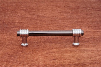 RKI CP-37-CN: 3-1/2" cc Two Tone Swirl Cabinet Pull - Black Nickel/Polished Chrome