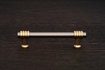 RKI CP-37-PWB: 3-1/2" cc Two Tone Swirl Cabinet Pull - Satin Nickel/Brass