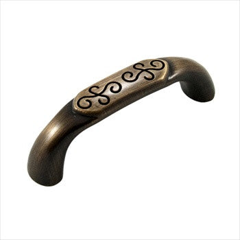 RKI CP-615-BE: 3" cc Palermo D-Handle Cabinet Pull - Brushed English