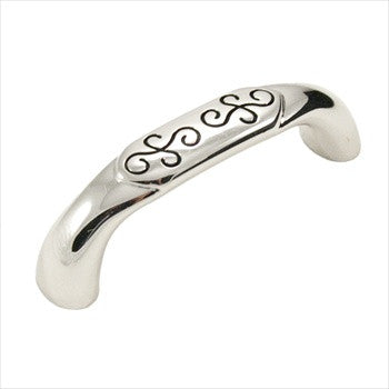 RKI CP-615-PNB: 3" cc Palermo D-Handle Cabinet Pull - Polished Nickel/Black