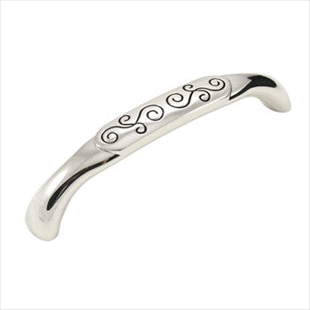 RKI CP-616-PNB: 5" cc Palermo D-Handle Cabinet Pull - Polished Nickel/Black