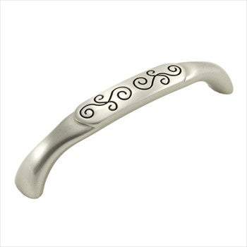 RKI CP-616-SNB: 5" cc Palermo D-Handle Cabinet Pull - Satin Nickel/Black