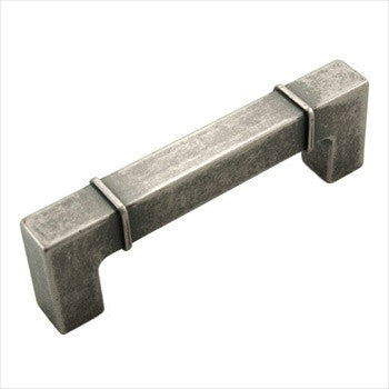 RKI CP-631-WN: 96mm cc Newbury Square Bar Cabinet Pull - Weathered Nickel