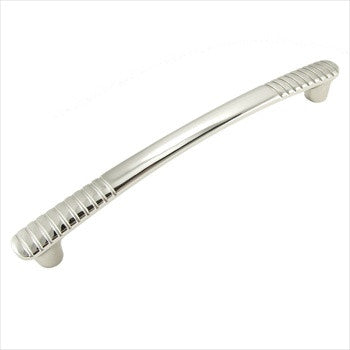 RKI PH-4883-PN: 12" cc Ridges at Edge Door Pull - Polished Nickel