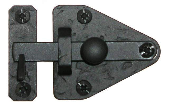 Acorn RL1BP: 2-13/16" Arrowhead Drop Bar Cabinet Latch - Black Rough Iron