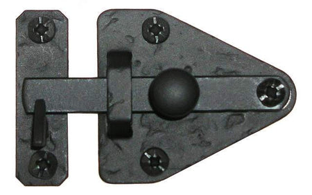 Acorn RL1BP: 2-13/16" Arrowhead Drop Bar Cabinet Latch - Black Rough Iron