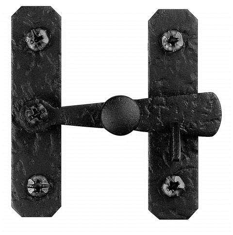 Acorn RLDBP: 2-5/8" Rustic Drop Bar Cabinet Latch - Black Rough Iron