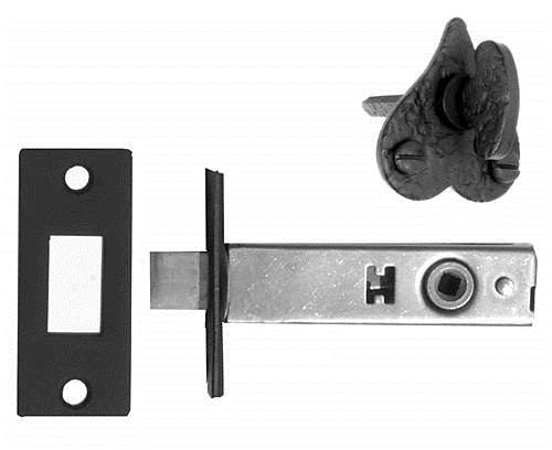 Acorn RLFBP: Heart Turnpiece & Privacy Bolt, 2-3/4" Backset - Black Rough Iron