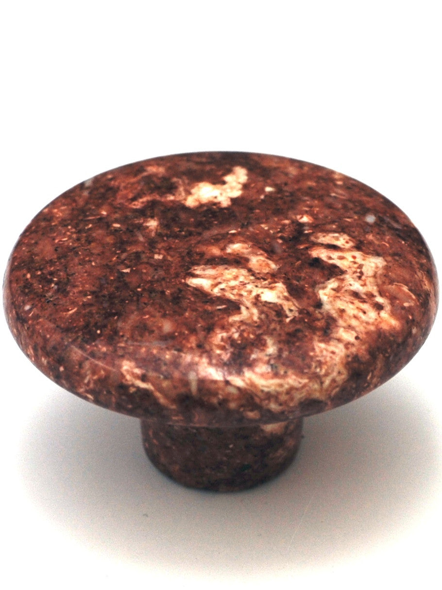 Cal Crystal RNR-2: 1-3/4" Round Marble Cabinet Knob - Red