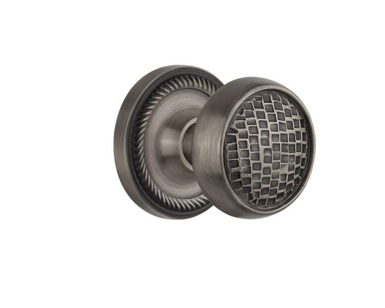 Nostalgic 716547: Rope Rosette w/Craftsman Knob Privacy Door Set - Antique Pewter