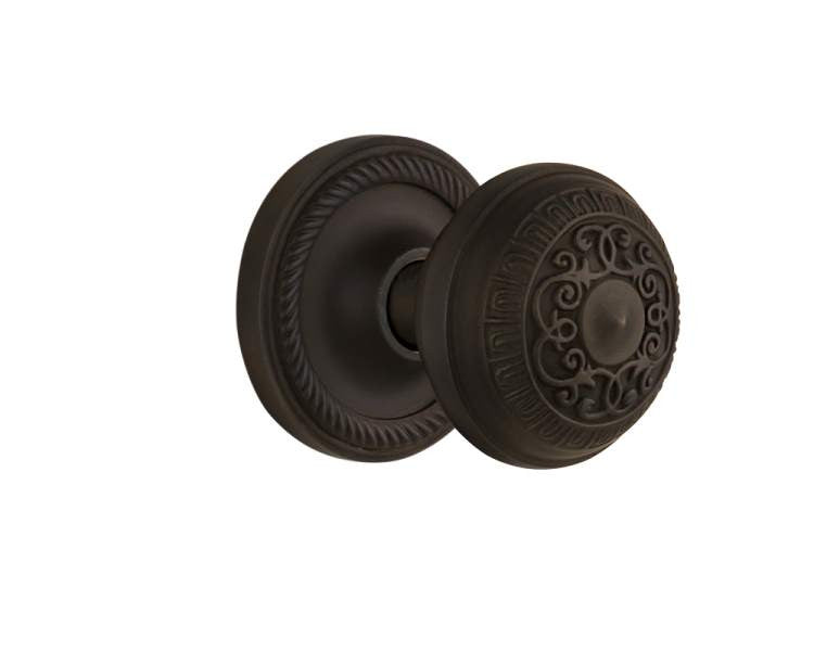 Nostalgic 702567: Rope Rosette w/Egg & Dart Knob Single Dummy Door Set - Oil-Rubbed Bronze