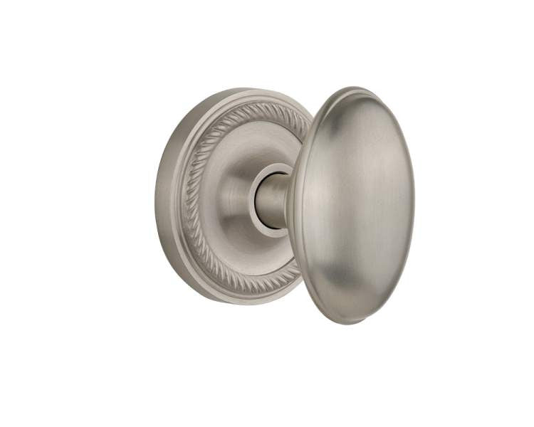 Nostalgic 704684: Rope Rosette w/Homestead Knob Single Dummy Door Set - Satin Nickel