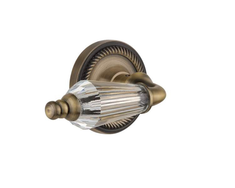 Nostalgic 714394: Rope Rosette w/Parlour Lever Privacy Door Set - Antique Brass