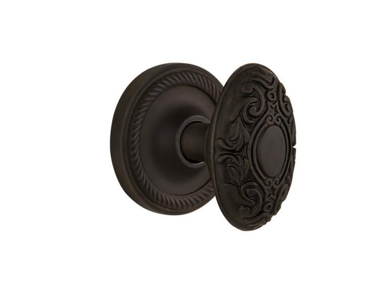 Nostalgic 702537: Rope Rosette w/Victorian Knob Single Dummy Door Set - Oil-Rubbed Bronze