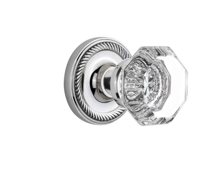 Nostalgic 704970: Mortise Rope Rosette with Waldorf Knob - Bright Chrome