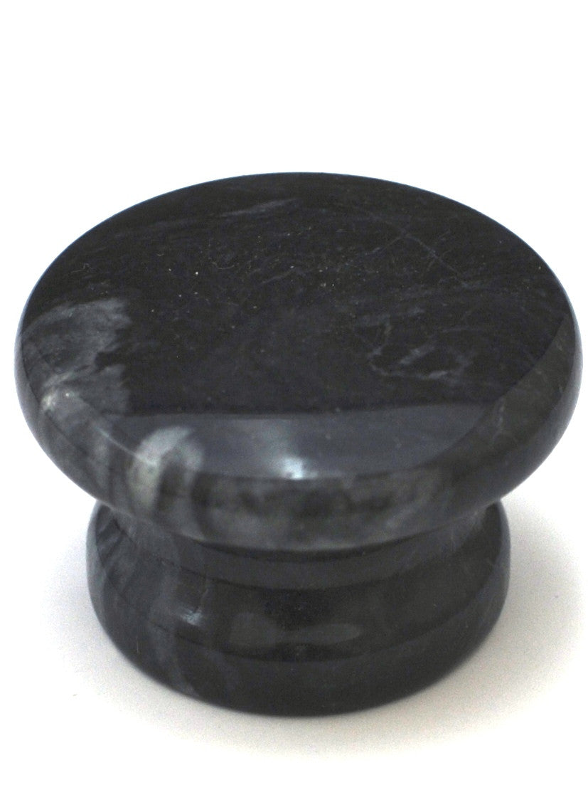 Cal Crystal RPB-3: 1-5/8" Round Marble Cabinet Knob - Black