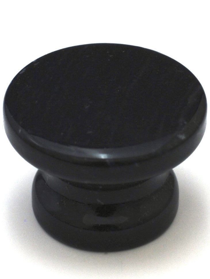 Cal Crystal RPB-4: 1-3/8" Round Marble Cabinet Knob - Black