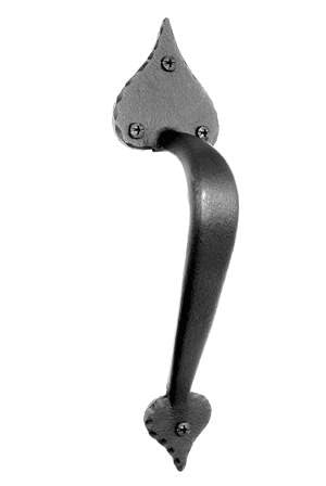 Acorn RPDBP: 11" Heart Door Pull - Black Rough Iron