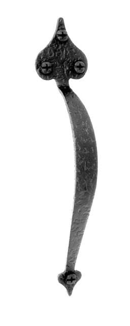 Acorn RPEBP: 8-1/2" Heart Thin Profile Door Pull - Black Rough Iron